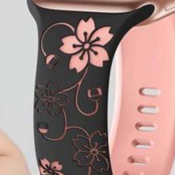 NEW Black/Pink Engraved Apple Watch Band - Picture 3 of 4